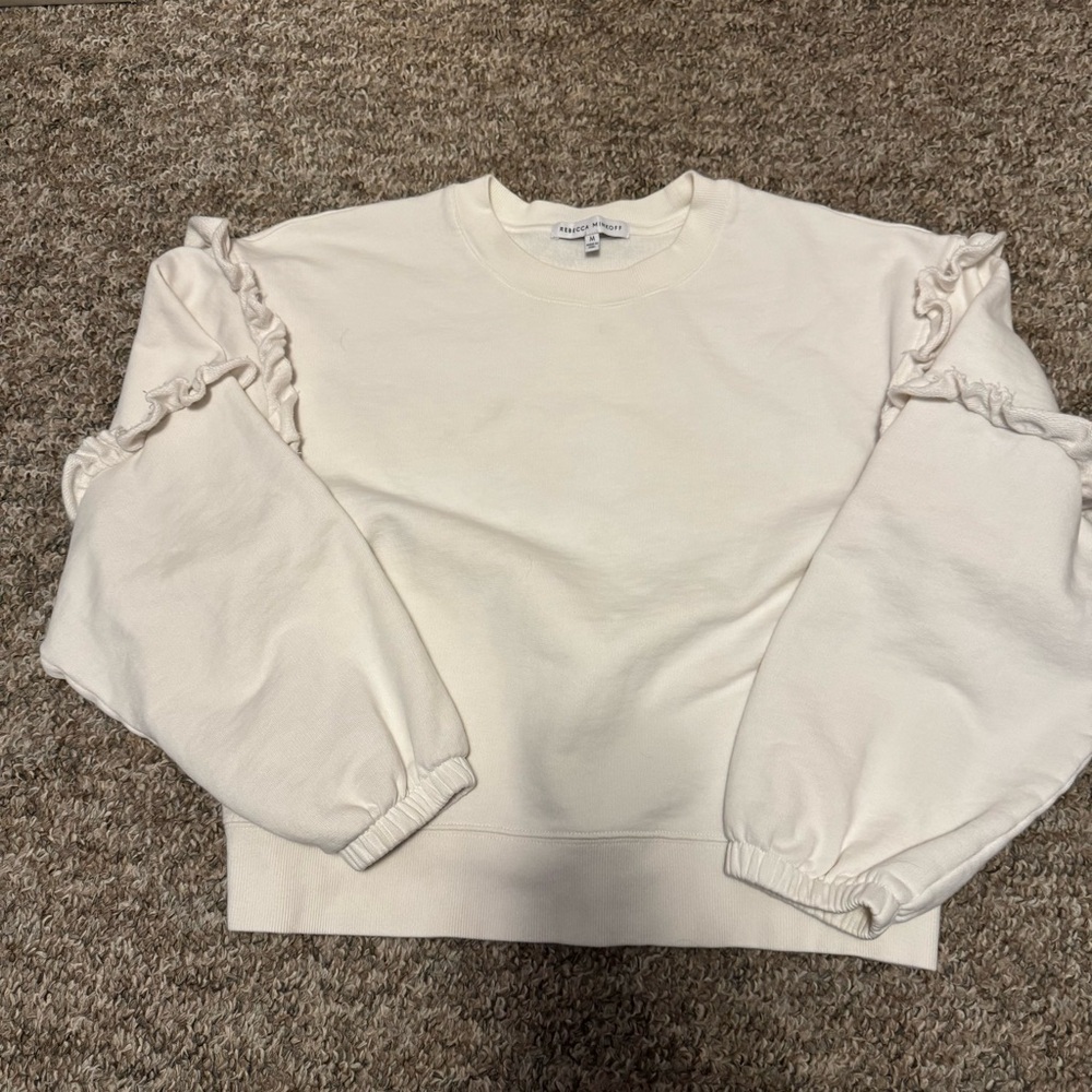 Rebecca Minkoff white Ruffle-Trim Sweatshirt